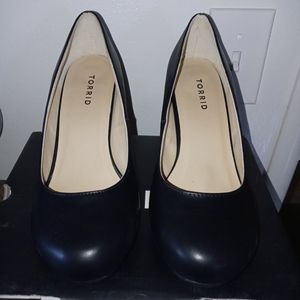 Black patent wedge heels